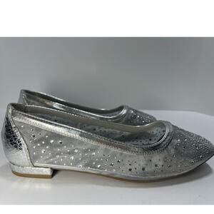 Rialto Angela Mesh Flats, Metallic Silver size 7.5 M, Breathable Comfort Insole